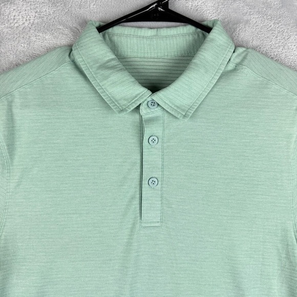 Lululemon Polo Shirt Mens Small Green Evolution Golf Tech Performance Stretch - Picture 3 of 8
